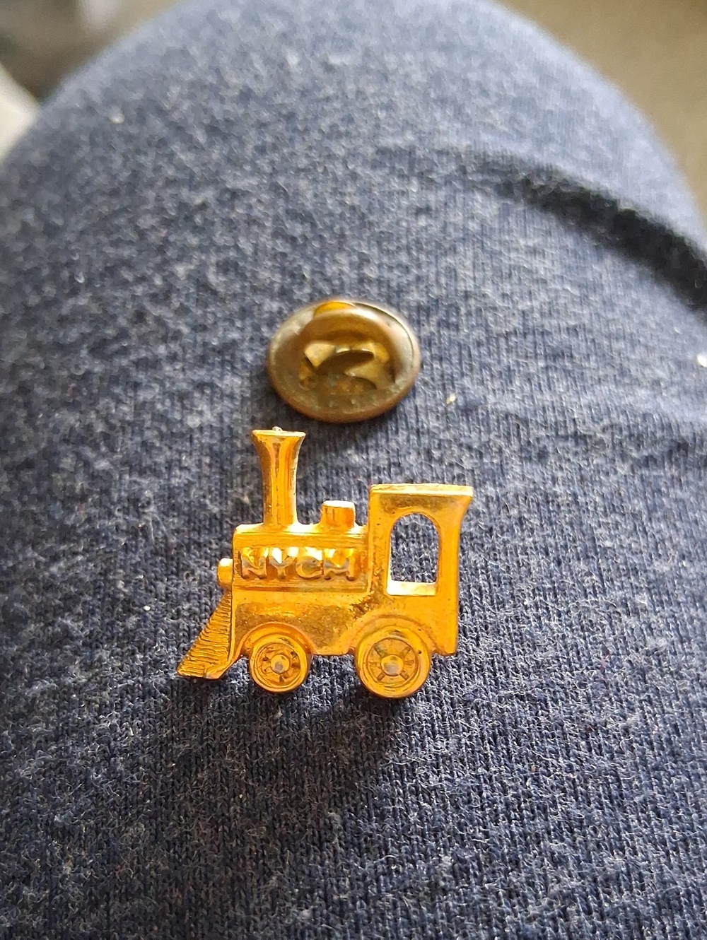 Gold Train Pin Badge by - Decorative Collectible